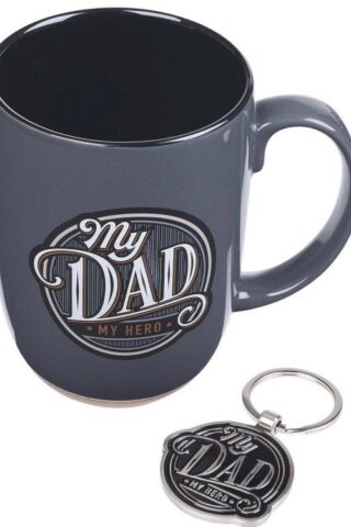 1220000136052 My Dad My Hero Ceramic Mug And Keyring Gift Set