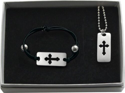 785525251341 Cross Confirmation Bracelet With Necklace