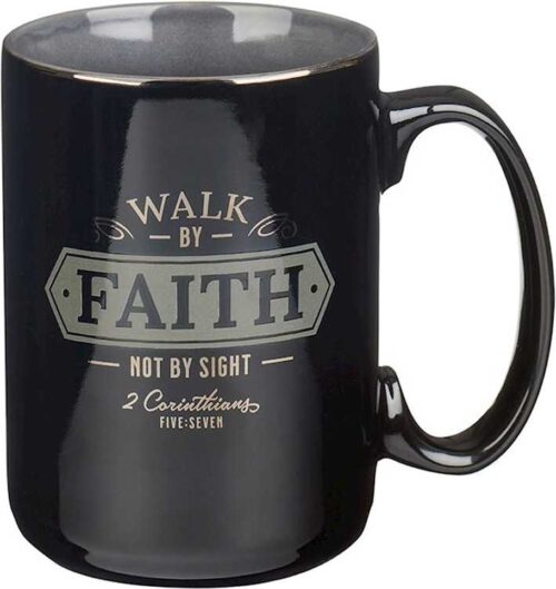 1220000321748 Large Ceramic Bible Verse Coffee & Tea Mug for Men: Walk by Faith - 2 Corinthian