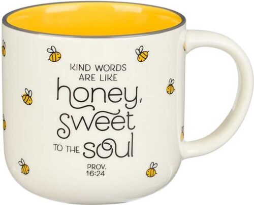 1220000321823 Large Ceramic Coffee & Tea Mug for Women: Kind Words are Like Honey Inspirationa