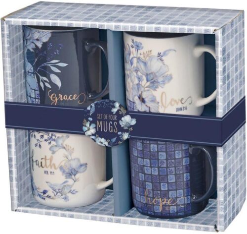 1220000327528 Inspirational Scripture Novelty Ceramic Coffee & Tea Mug Set for Women: Faith