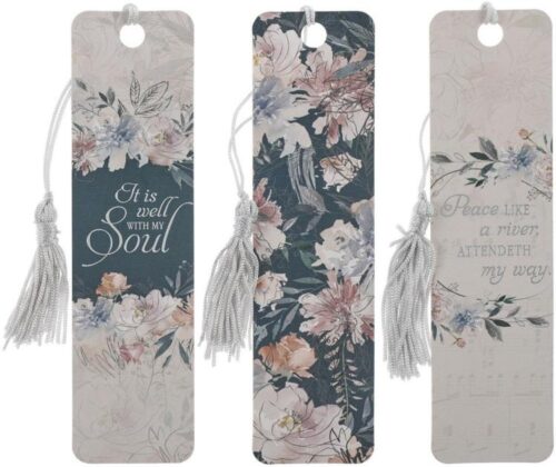 6006937152595 Inspirational 3 Piece Paper Cardstock Bookmark Set for Women: It is Well with My