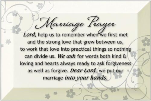 737682070020 Marriage Prayer Beveled Glass (Plaque)