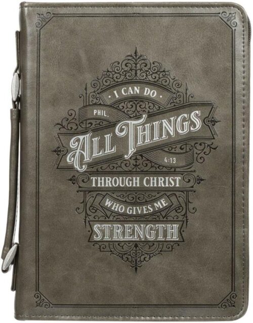 1220000320048 Protective Gray Faux Leather Classic Bible Cover Carry Case: All Things Through