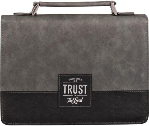 1220000320062 Protective Charcoal Gray and Black Faux Leather Classic Bible Cover for Men: Tru