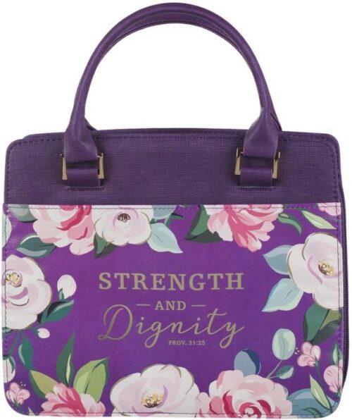1220000324800 Fashion Vegan Leather Purse Style Bible Cover for Women: Strength & Dignity Gold