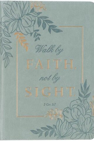 9781642724189 Classic Faux Leather Journal Walk by Faith 2 Cor. 5:7 Powder Blue Floral Inspira