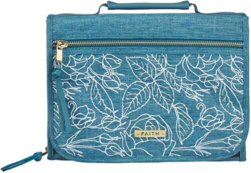 1220000134645 Faith Badge Floral Women's Tri-Fold Organizer Bible Cover Zipper Closure