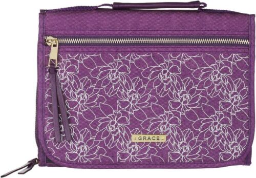 1220000134676 Bible Cover Organizer Purple Floral Grace