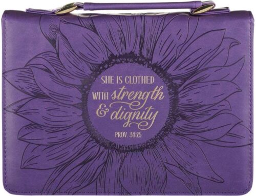 1220000136335 Women's Fashion Bible Cover Strength and Dignity Proverbs 31:25