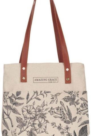 1220000322653 Canvas Tote Bag for Women: Amazing Grace - 2 Corinthians 12:9 Inspirational Scri