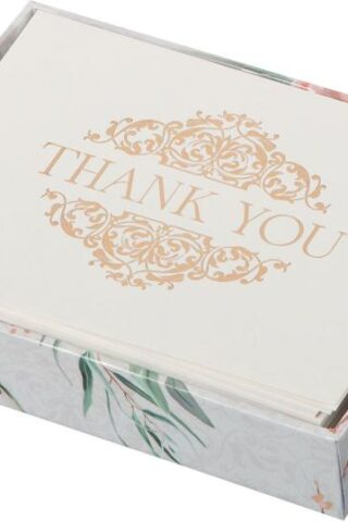 1220000323933 Boxed Floral Thank You Note Card & Pink Floral Envelope Set: Inspirational Scrip