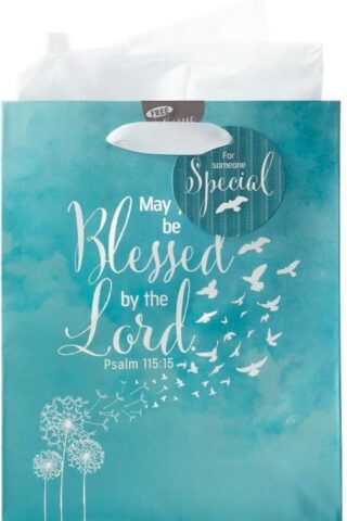 6006937142237 Blue Birds Gift Bag w/Tissue Paper: May You Be Blessed Ps. 115:15 Verse