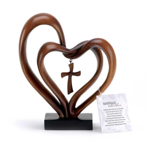 603799572088 Marriage Takes Three Double Heart With Cross Dangle