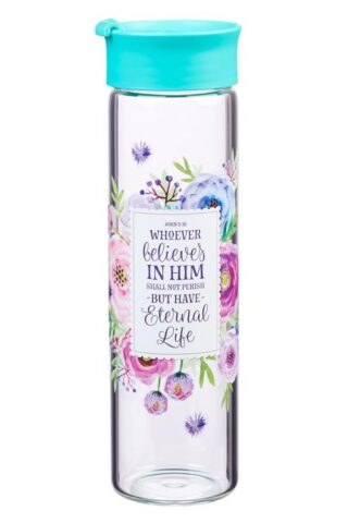 1220000130241 Whoever Believes Glass Water Bottle