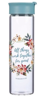 1220000133631 All Things Work Together For Good Glass Water Bottle