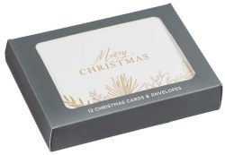 1220000371019 Merry Christmas Golden Pine Branch Boxed Card Set Peace On Earth Shimmer Co