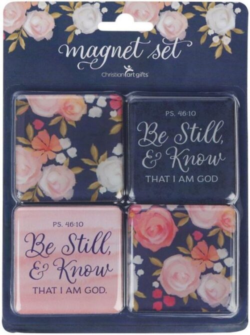 1220000720732 Inspirational Decorative Square Refrigerator Magnet Set for Women: Be Still Enco