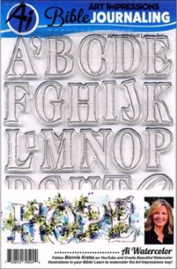 750810795244 AI Bible Journaling Watercolor Serif Letters Clear Stamp Set