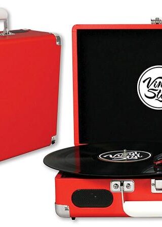 766510006962 Vinyl Styl Groove Portable 3 Speed Turntable Red