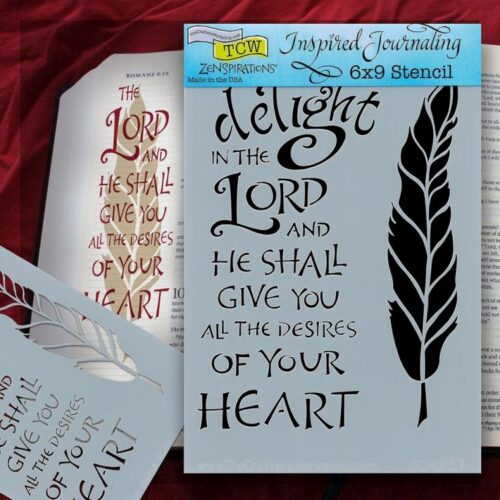 842254021574 Take Delight Feather Bible Journaling Stencil