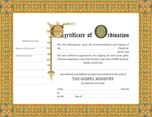 9780805404555 Certificate Of Ordination Minister
