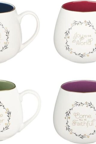 1220000328846 Novelty Four Piece Ceramic Christmas Coffee & Tea Mug Set for Men & Women: Festi