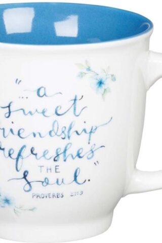 1220000135376 Blue Floral Ceramic Friendship Coffee/Tea Mug  A Sweet Friendship Refreshes the