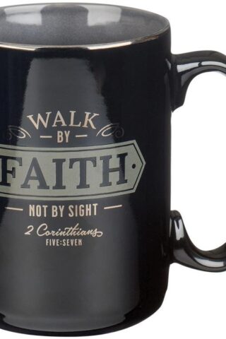 1220000321748 Large Ceramic Bible Verse Coffee & Tea Mug for Men: Walk by Faith - 2 Corinthian