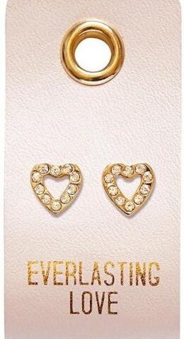 195002072411 Everlasting Love Hearts Studs On Reusable Leather Luggage Tag (Earring)