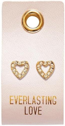 195002072411 Everlasting Love Hearts Studs On Reusable Leather Luggage Tag (Earring)