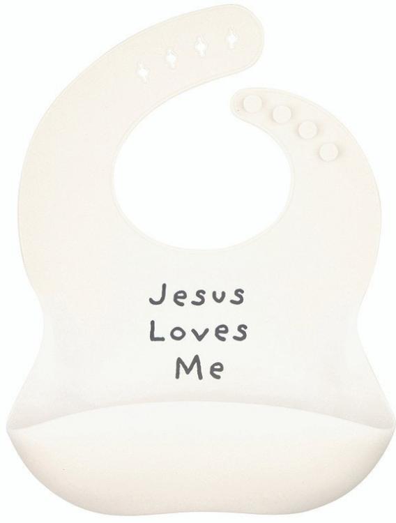 195002560420 Jesus Loves Me Silicone Bib