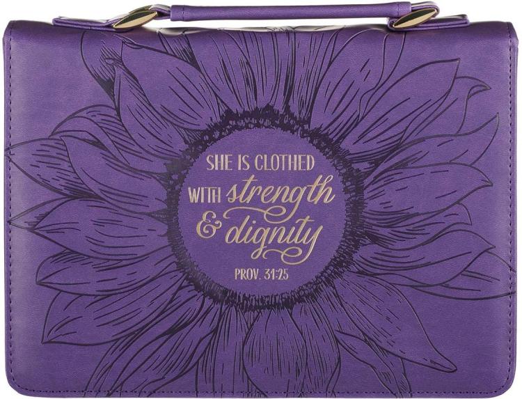 1220000136342 Women's Fashion Bible Cover Strength and Dignity Proverbs 31:25
