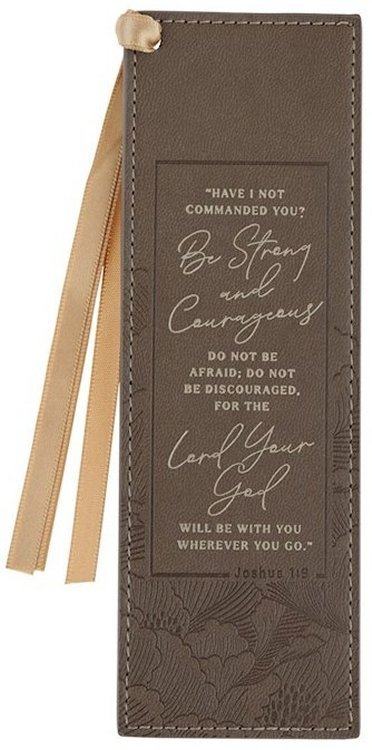 1220000720091 Strong And Courageous Faux Leather Bookmark Joshua 1:9