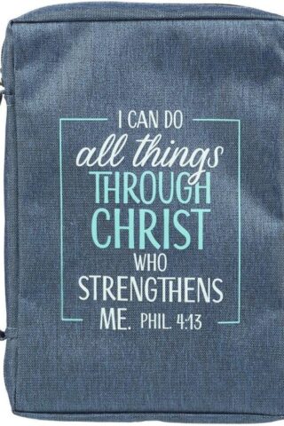 1220000131668 I Can Do all Things Philippians 4:13 Blue Canvas Bible Cover for Men and Women L