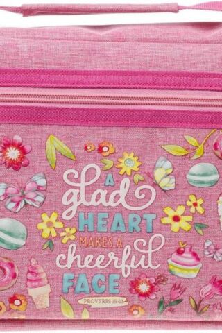 6006937176553 Premium Fashion Polyester Bible Cover for Girls: A Glad Heart Makes A Cheerful F