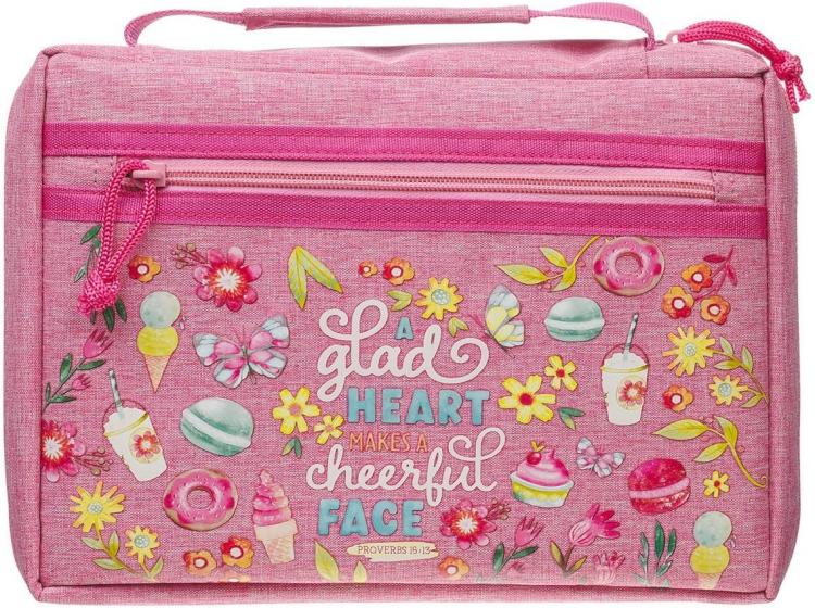 6006937176553 Premium Fashion Polyester Bible Cover for Girls: A Glad Heart Makes A Cheerful F