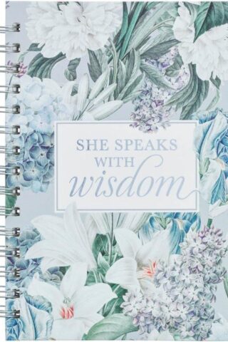 9781639522644 Journal w/Scripture She Speaks with Wisdom Proverbs 31:26 Bible Verse Blue Flora